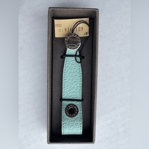 Bvlgari Mint Green Leather Keychain - Picture 1 of 11
